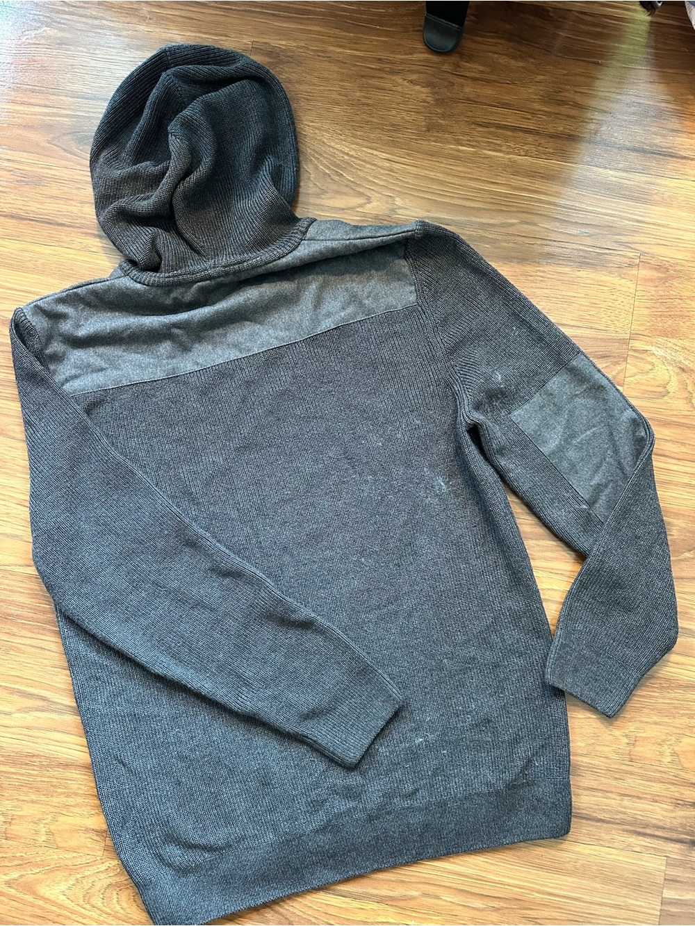 Men's Zip-Up Hooded Knit Sweater - Charcoal